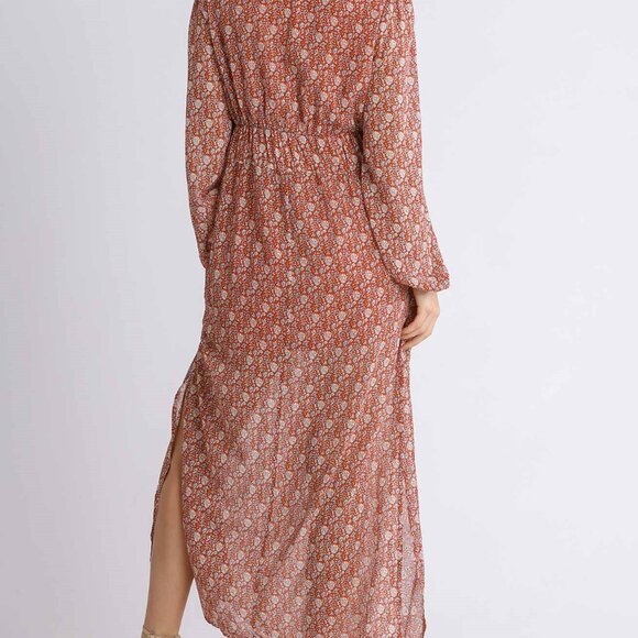 Umgee Sheer Floral Gold Glitter Maxi Dress - Picture 2 of 2